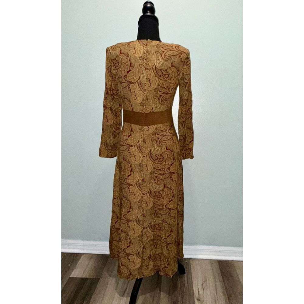 T & Company Petite Paisley Maxi Dress Size 6 Long Sleeve Career Work NO FLAWS